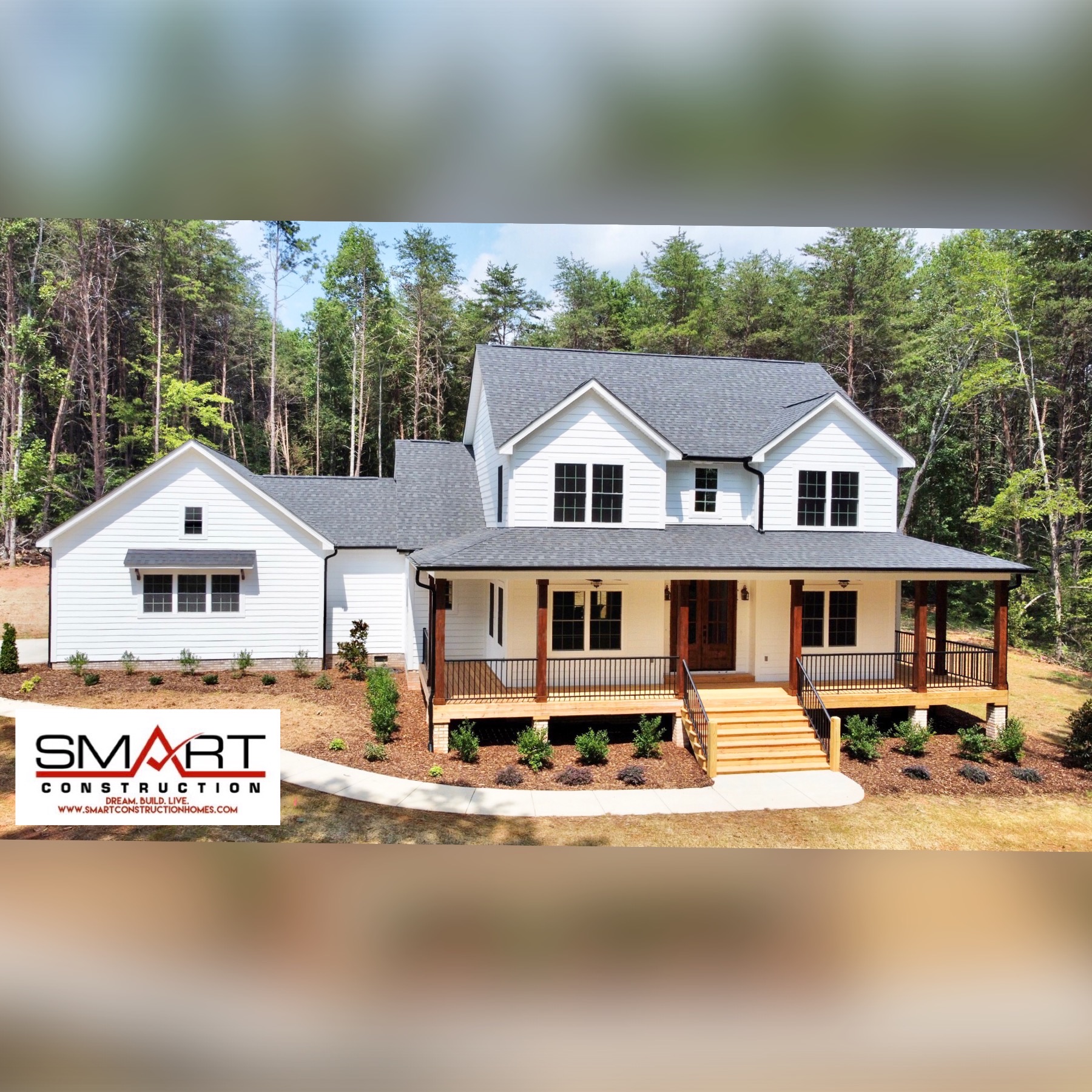 Stunning Farmhouse - Architectural Designs -#52285WM - Modern farmhouse in Cleveland County NC set on a private wooded lot with natural surroundings.